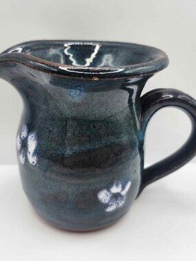 Signed Rachel Salavon Studio Pottery Creamer - Blue Midnight Floral